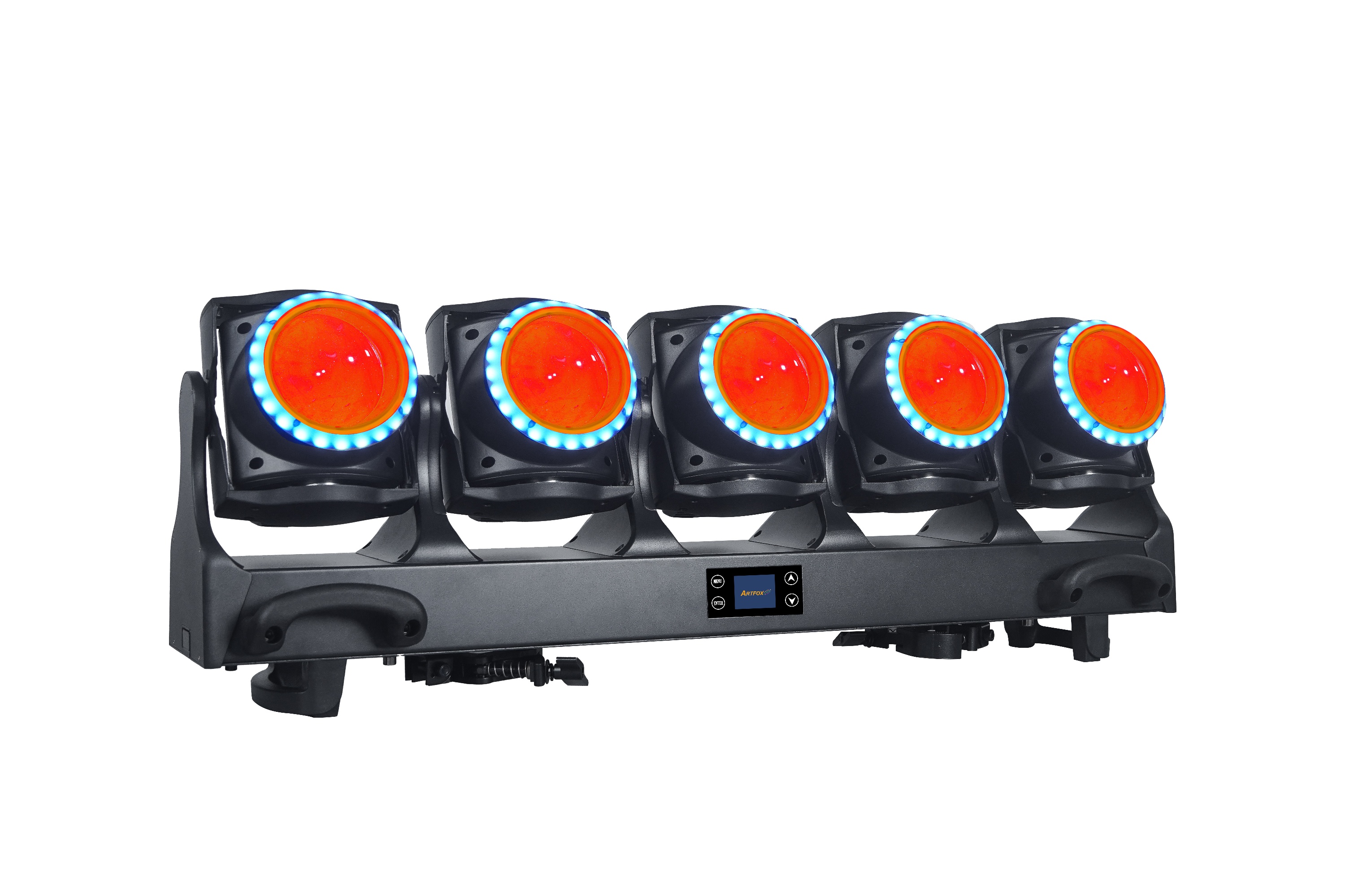 LED Moving Head:5x120w RGBL LEDs, Beam Wash 2-in-1, LED Ring, IP65